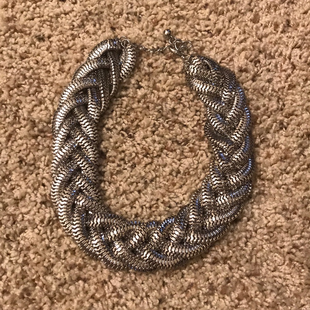 Silver Chunky Braided Necklace